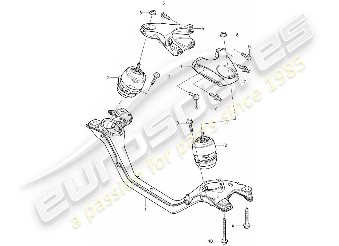 porsche 2008 (cayenne e1 9pa) paranco di sollevamento del motore diagramma delle parti