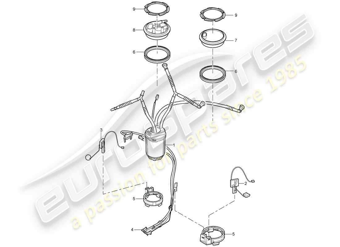 porsche 2010 (cayenne e1 9pa) serbatoio di carburante diagramma delle parti