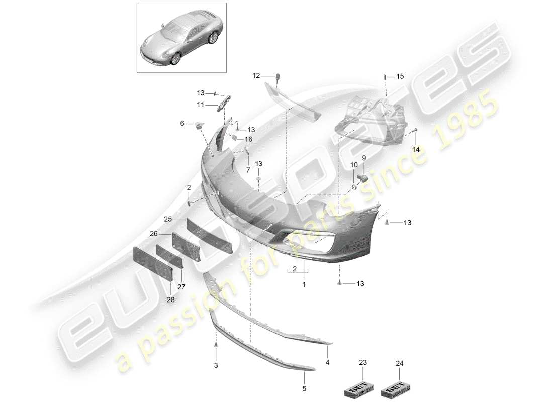 porsche 2017 (991-2) paraurti diagramma delle parti