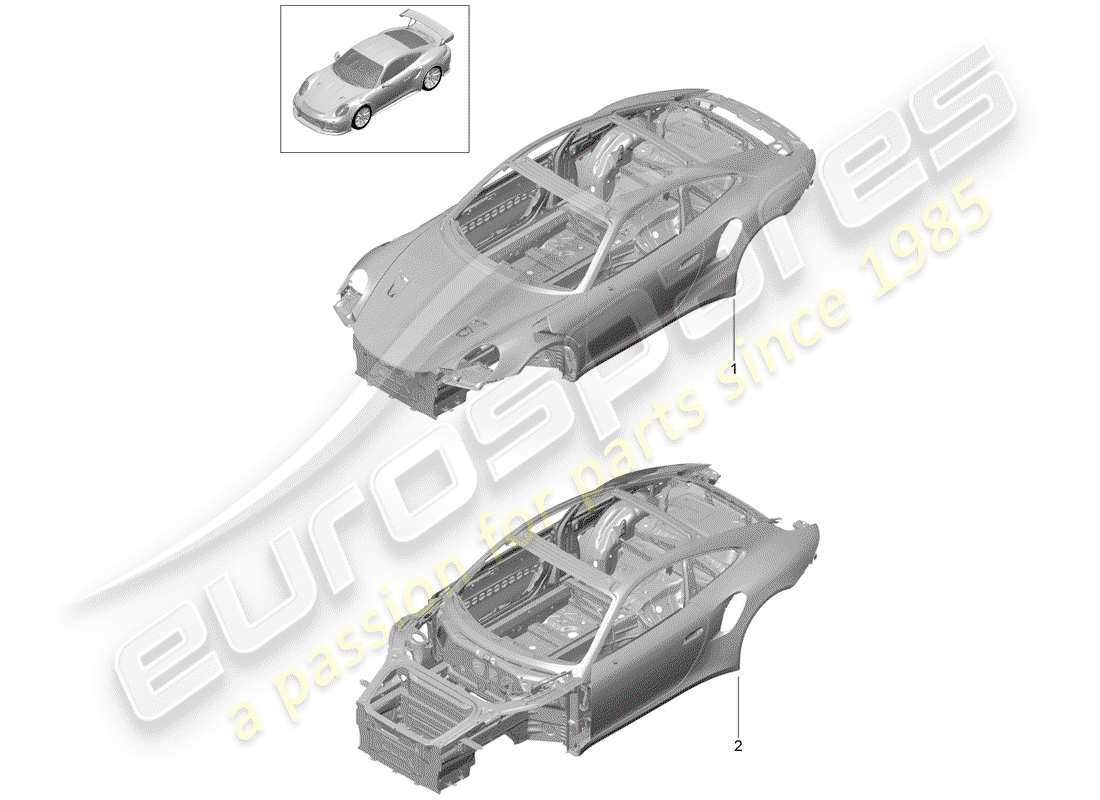 porsche 991 turbo (2020) schema delle parti della carrozzeria