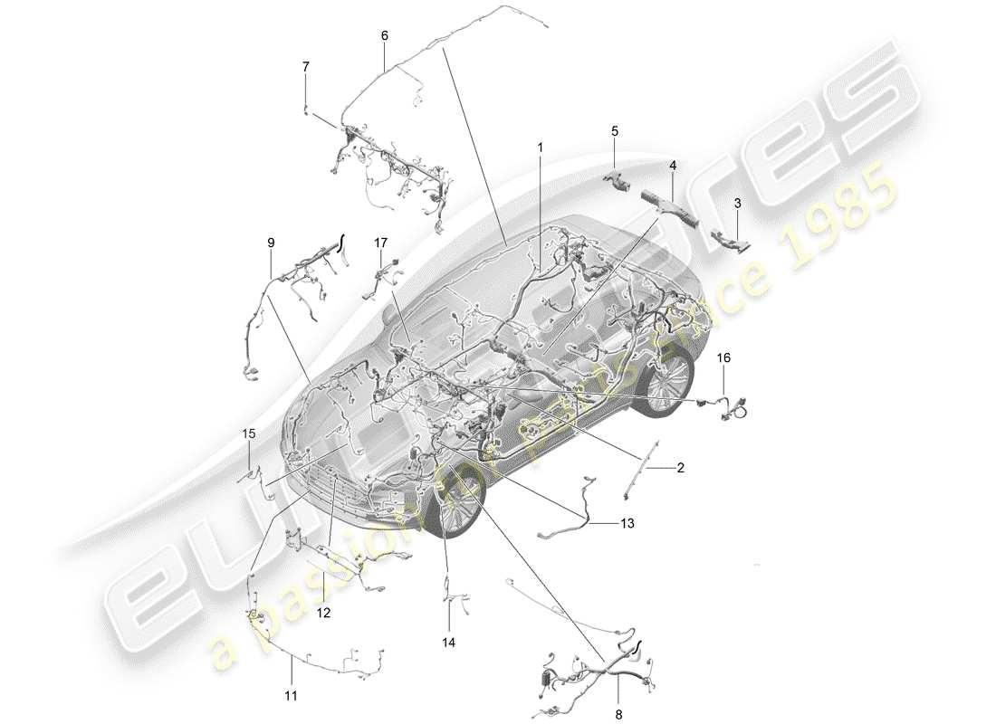 porsche 2019 (macan) imbracatura diagramma delle parti