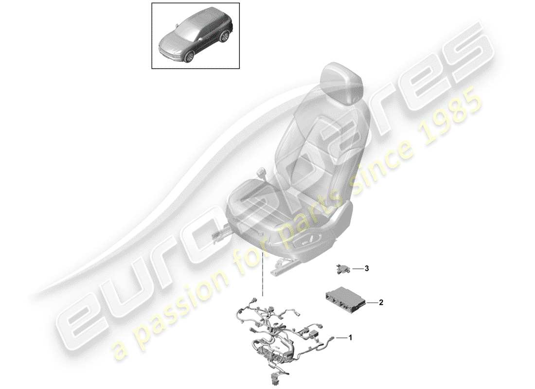 porsche 2020 (cayenne e3 9ya/9yb) cablaggi diagramma delle parti