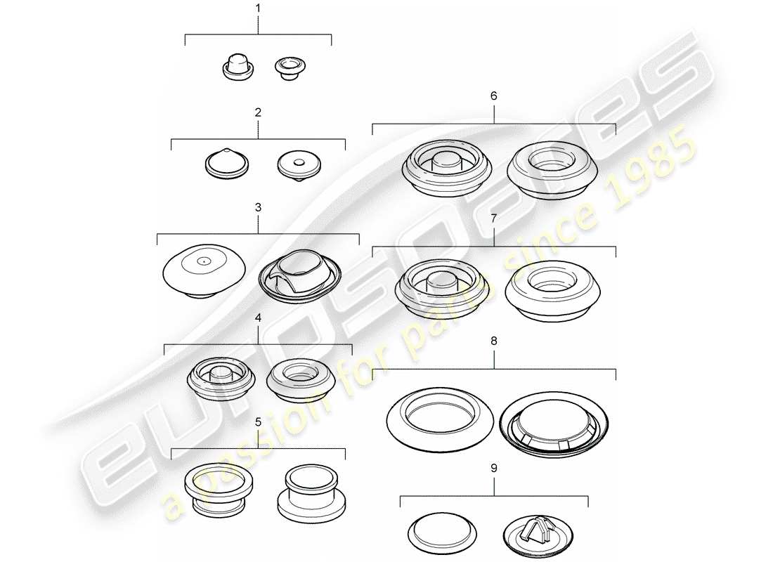 porsche 2009 (987 cayman) diagramma delle parti della spina