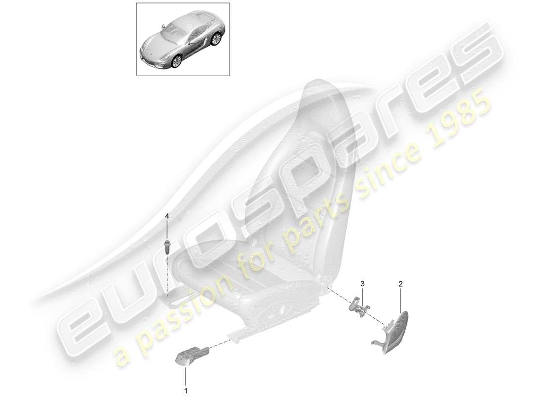 porsche 2015 (981 cayman) sedile anteriore schema delle parti