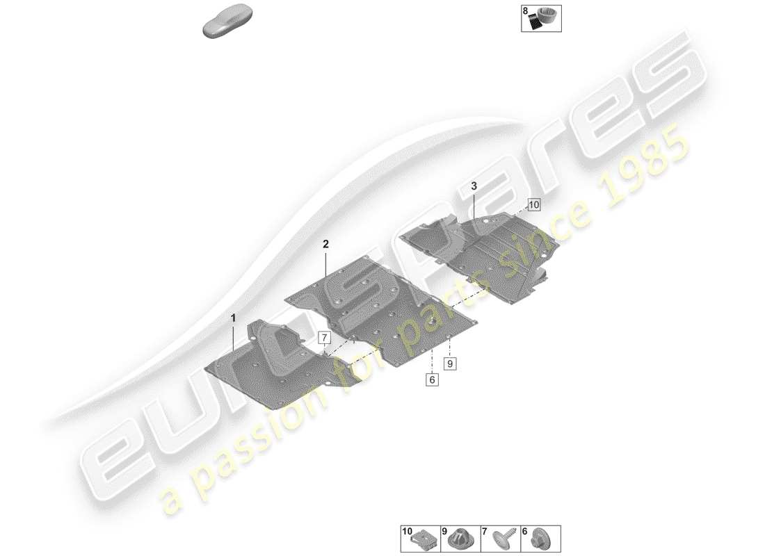 porsche 2019 (992-1) rivestimento sottoscocca schema delle parti