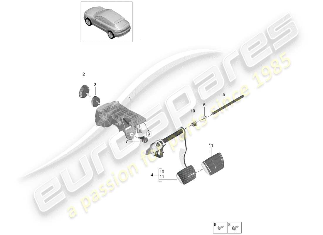 porsche 2019 (macan) operazioni di freno diagramma delle parti