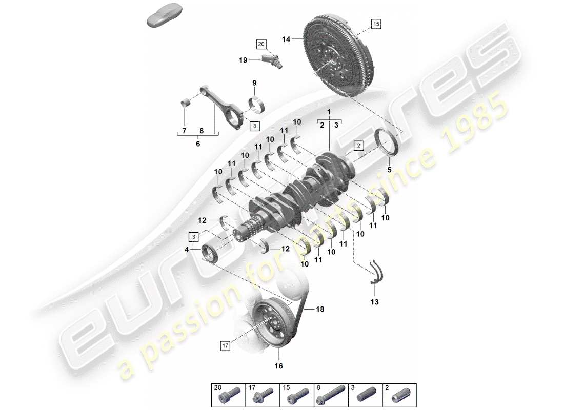 porsche 2019 (718 boxster spyder) albero a gomiti diagramma delle parti