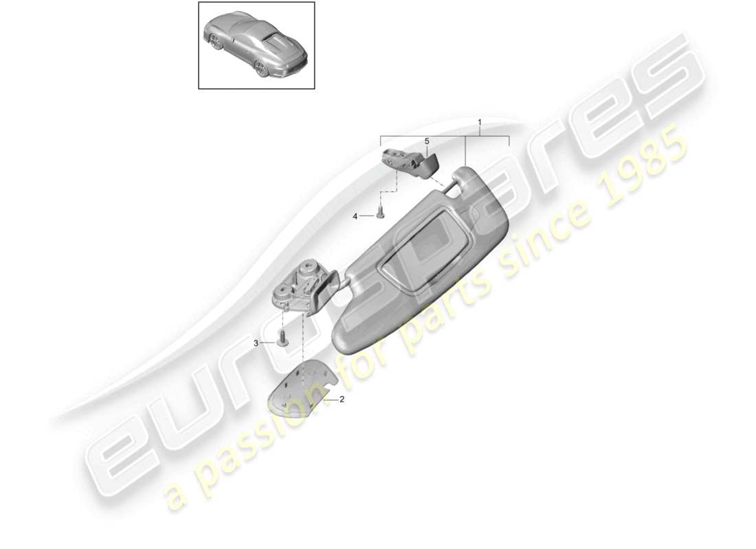 porsche 2020 (991-2 r/gt3/rs) visiere da sole diagramma delle parti