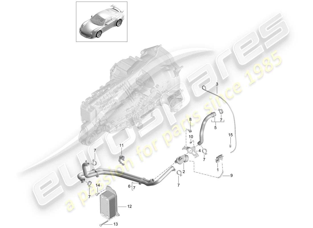porsche 2015 (991-1 r/gt3/rs) schema delle parti del cambio manuale