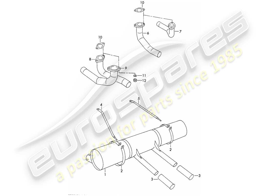 porsche 1958 (356/356a) silenziatore - e - accessori diagramma delle parti