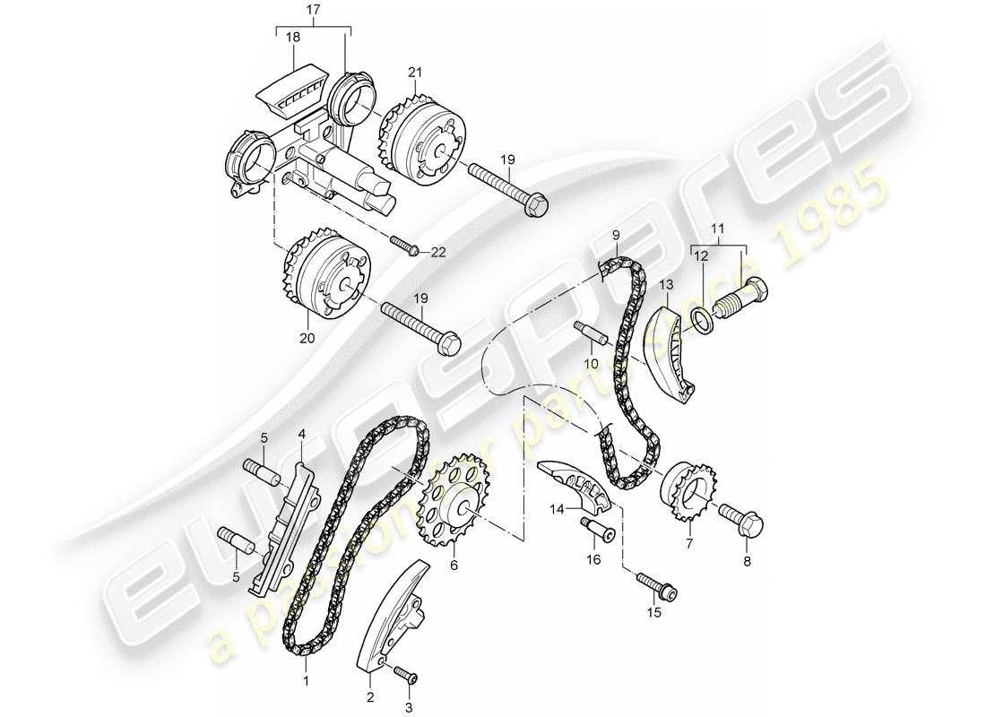 porsche 2003 (cayenne e1 9pa) catena temporale diagramma delle parti