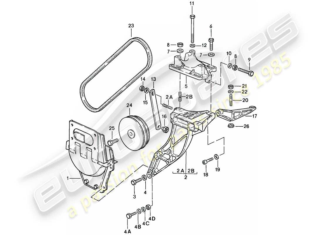 porsche 1988 (911) compressore - montaggio - meccanismo di azionamento diagramma delle parti