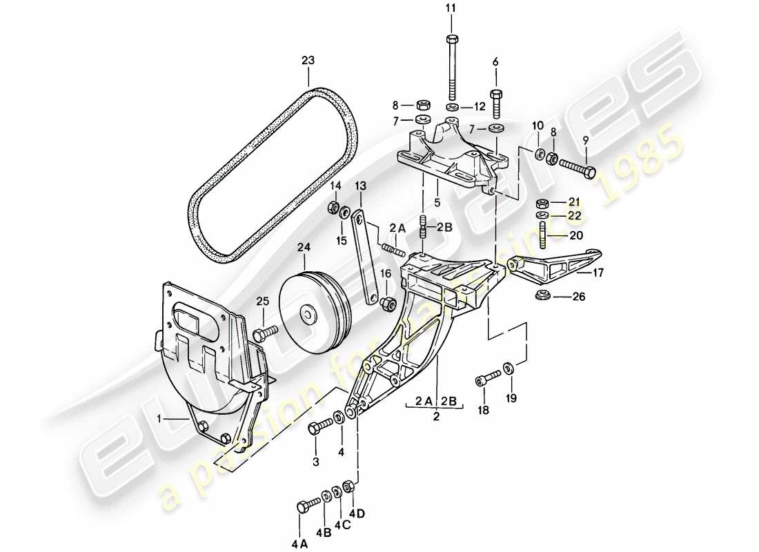 porsche 911 (1988) compressore - montaggio - meccanismo di azionamento schema delle parti