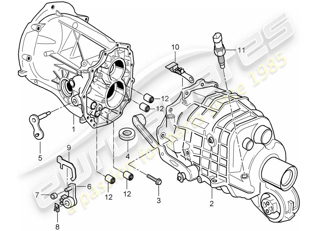 porsche 2004 (996) cassa trasmissione - coperchio trasmissione diagramma delle parti