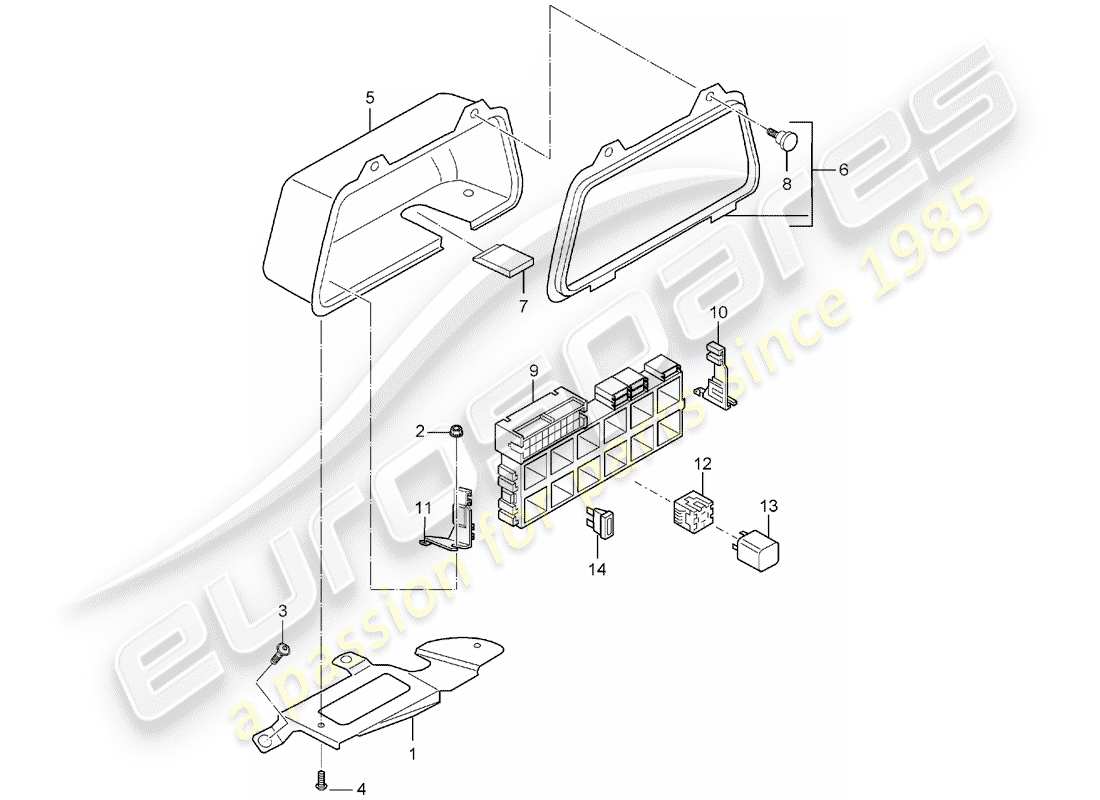 porsche 2004 (carrera gt) scatola fusibili/piastra rele' - estremita' posteriore schema parte