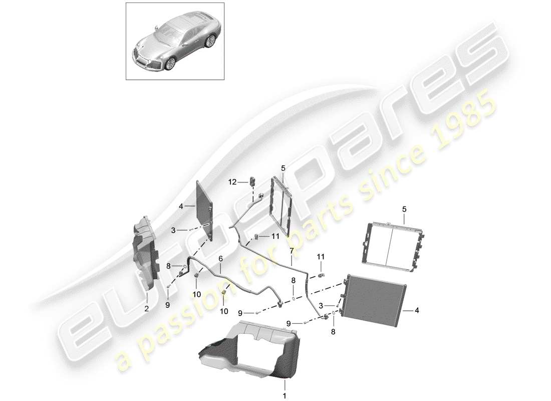 porsche 2017 (991-2) schema delle parti del circuito frigorifero
