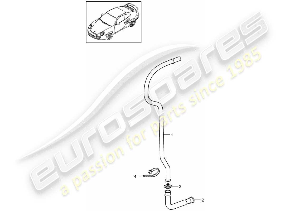 porsche 2012 (997-2 turbo / gt2 rs) tubo scarico acqua diagramma delle parti
