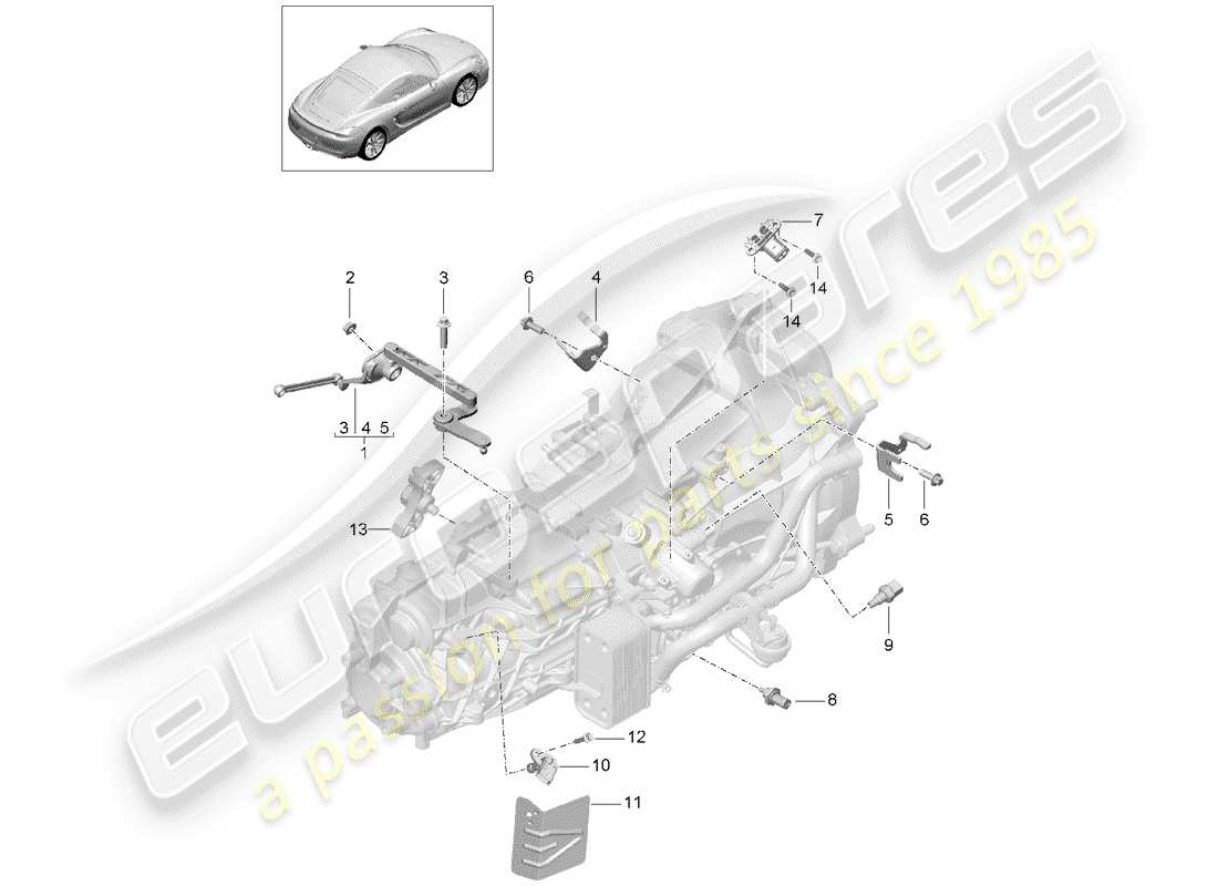 porsche 2014 (981 cayman) cambio manuale diagramma delle parti