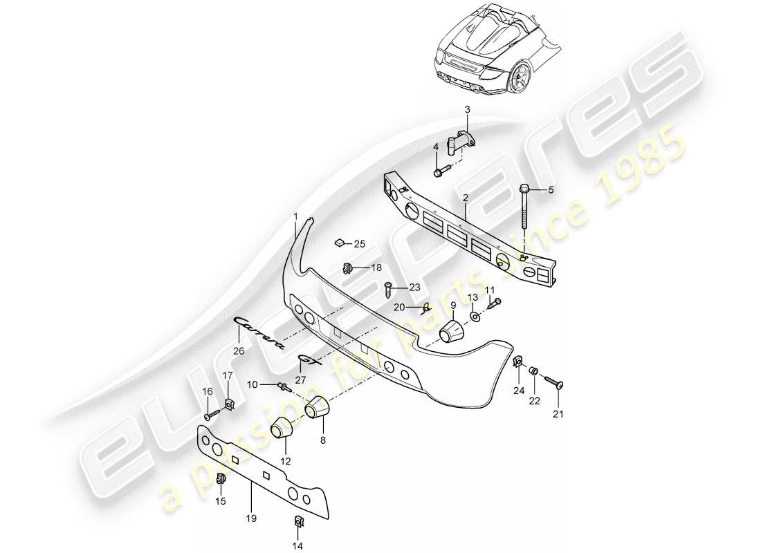 porsche 2004 (carrera gt) liner diagramma delle parti