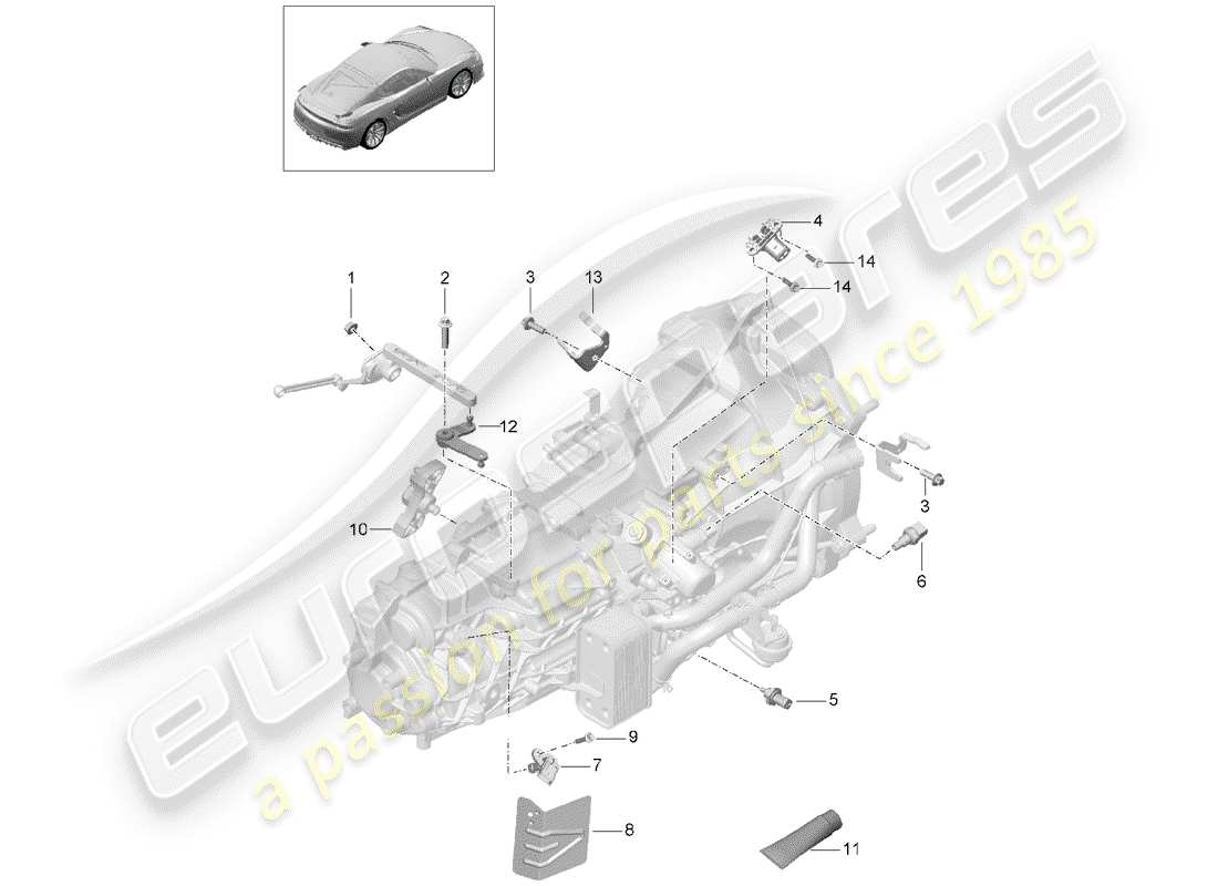 porsche 2016 (981 cayman gt4) schema delle parti del cambio manuale