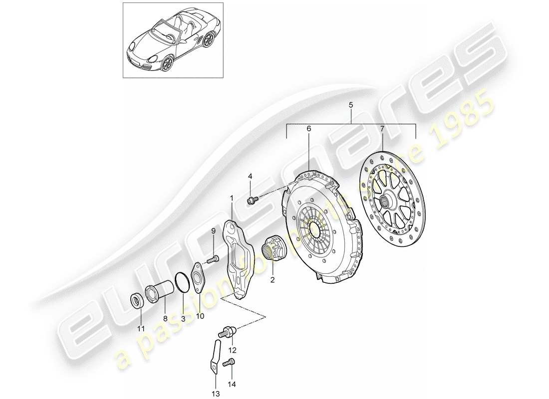 porsche 2006 (987 boxster) frizione diagramma delle parti