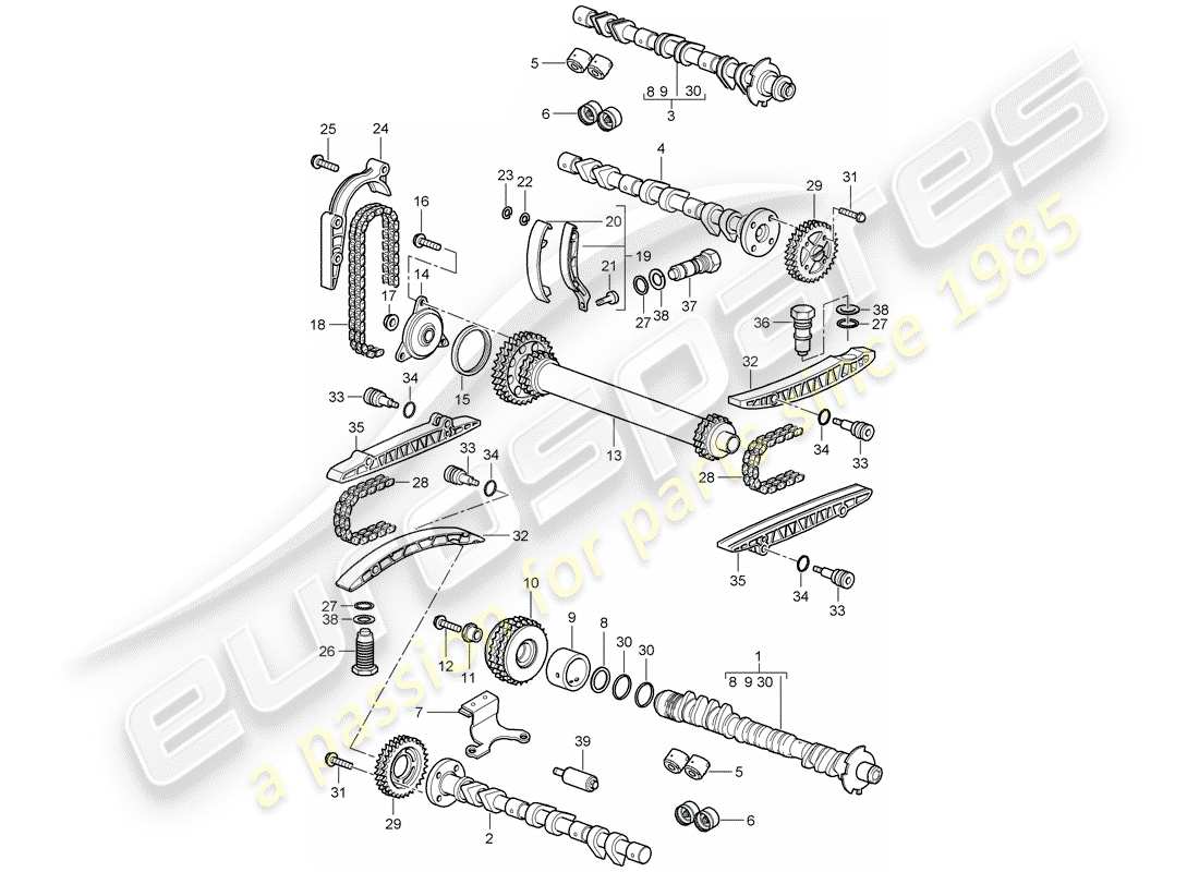 porsche 2006 (987 boxster) albero a camme diagramma delle parti