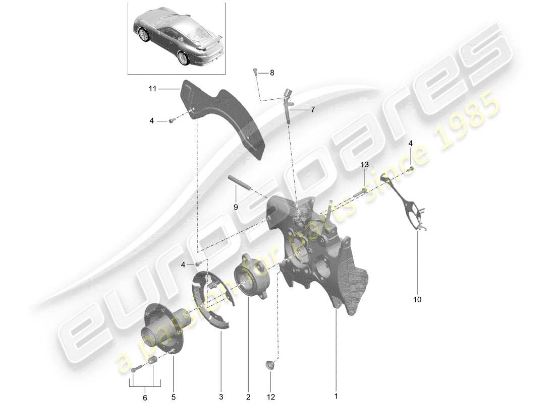 porsche 2016 (991-1 r/gt3/rs) portaruota diagramma delle parti