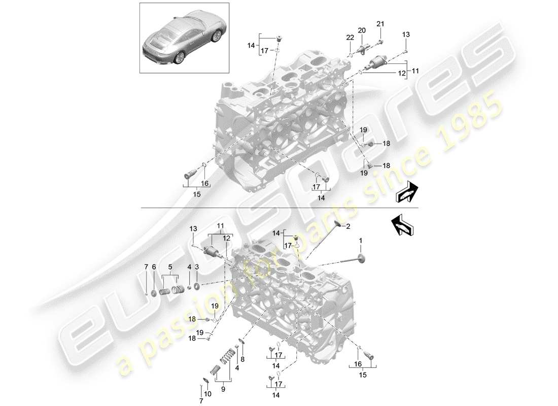 porsche 2019 (991-2) testata diagramma delle parti