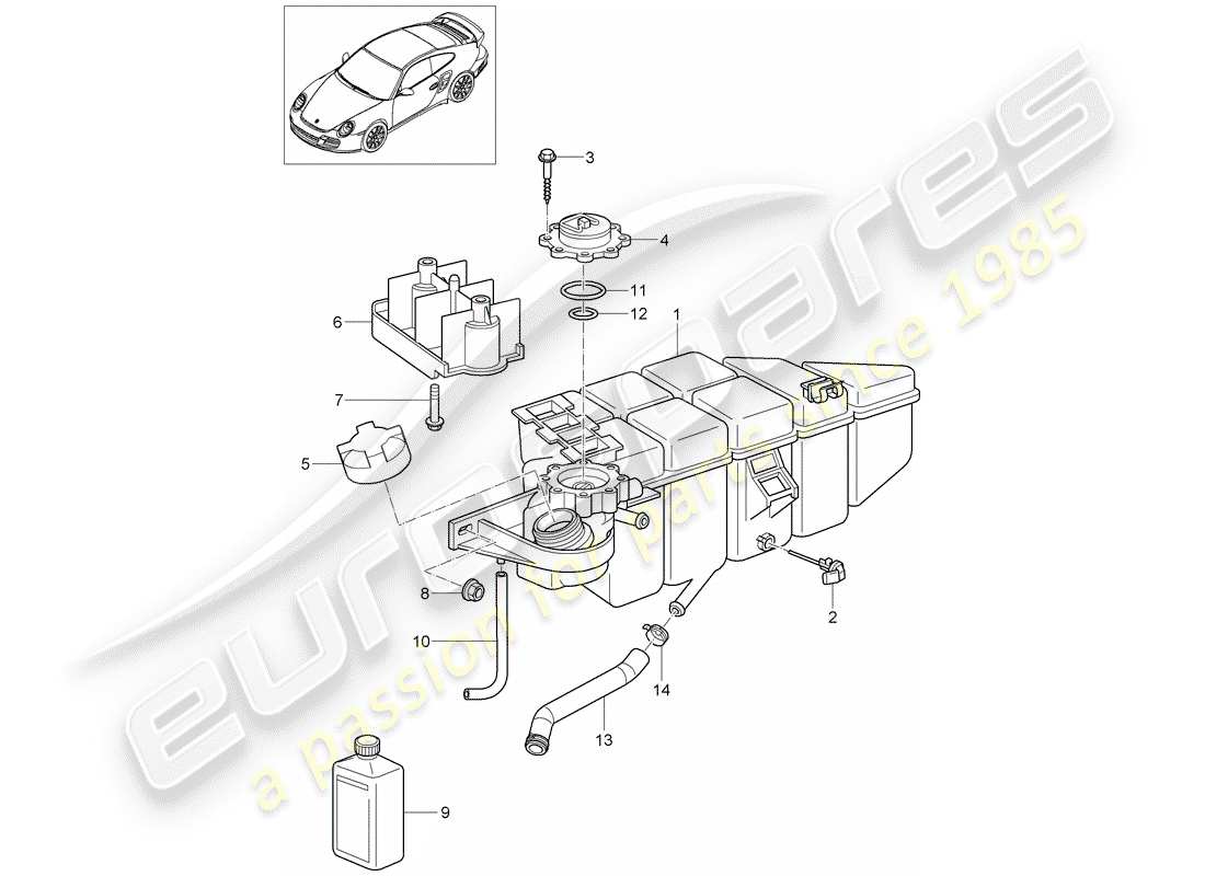 porsche 2013 (997-2 turbo / gt2 rs) raffreddamento ad acqua 4 diagramma delle parti