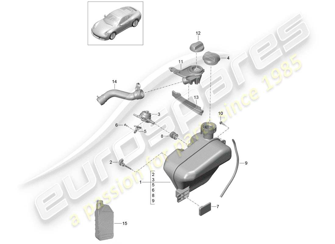 porsche 2020 (991-2) diagramma delle parti del raffreddamento ad acqua