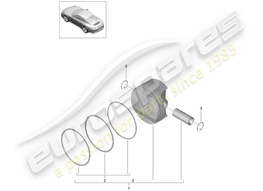 porsche 2020 (991-2) diagramma delle parti del pistone