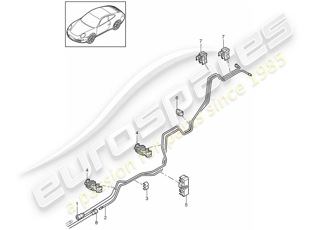 porsche 2009 (997-2) sistema di alimentazione carburante diagramma delle parti