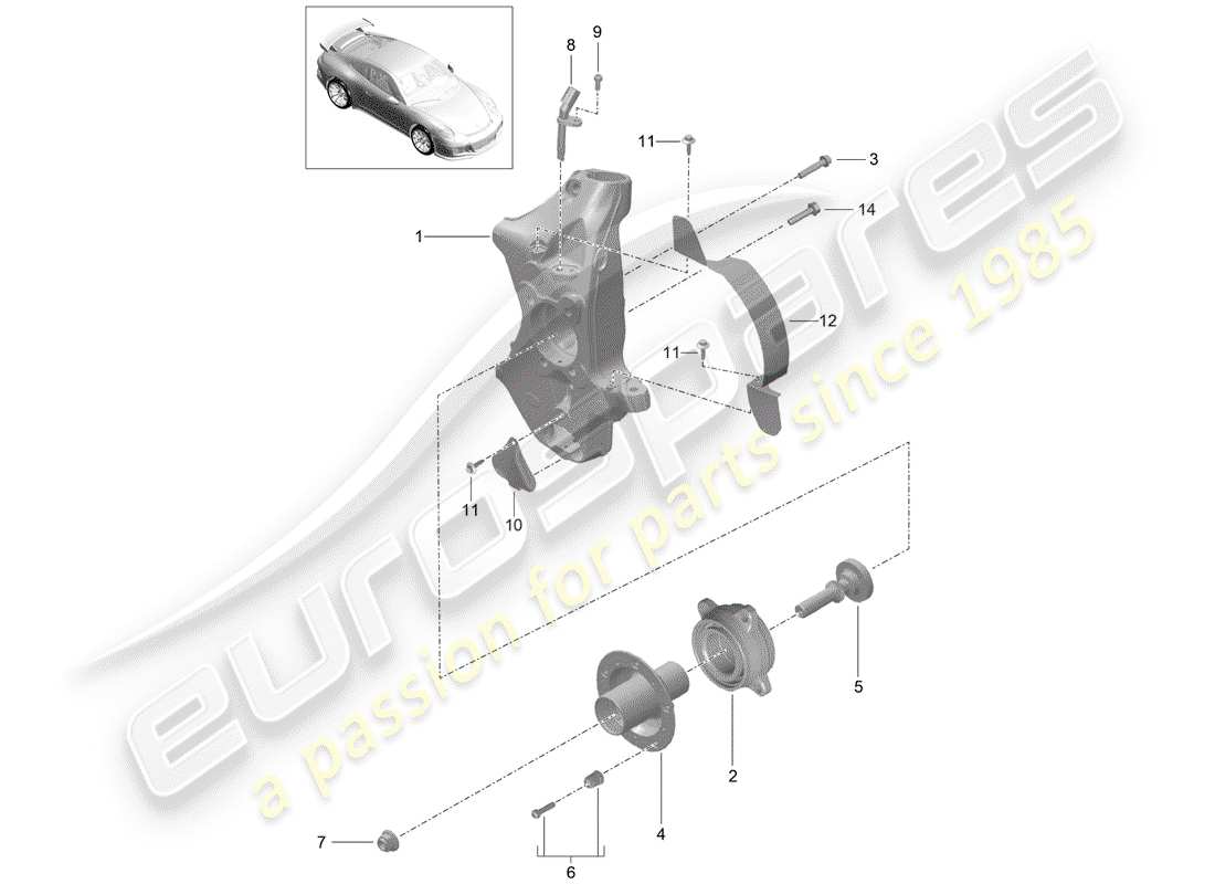 porsche 2016 (991-1 r/gt3/rs) portaruota diagramma delle parti