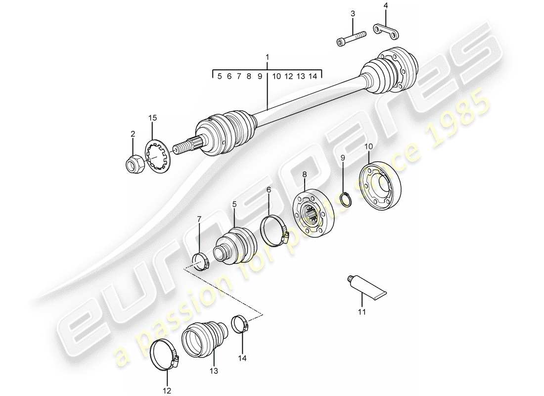 porsche 2007 (997-1) albero di trasmissione diagramma delle parti
