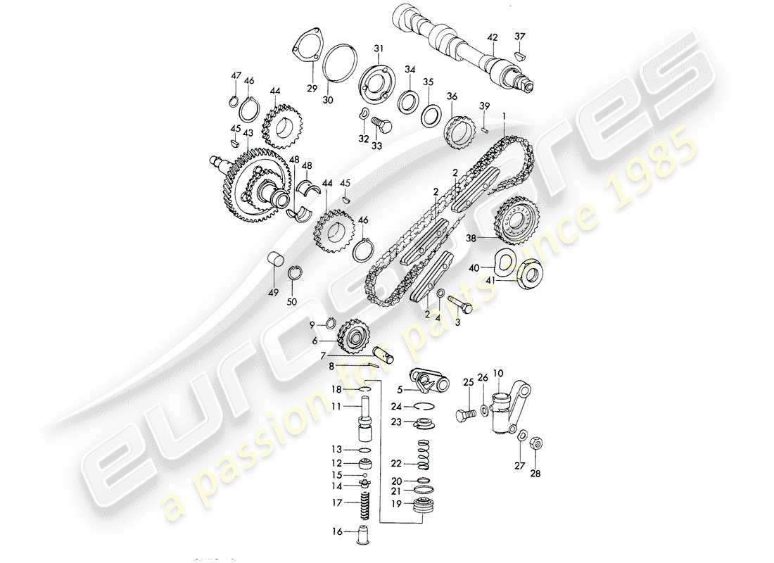 porsche 1966 (911/912) controllo della valvola diagramma delle parti
