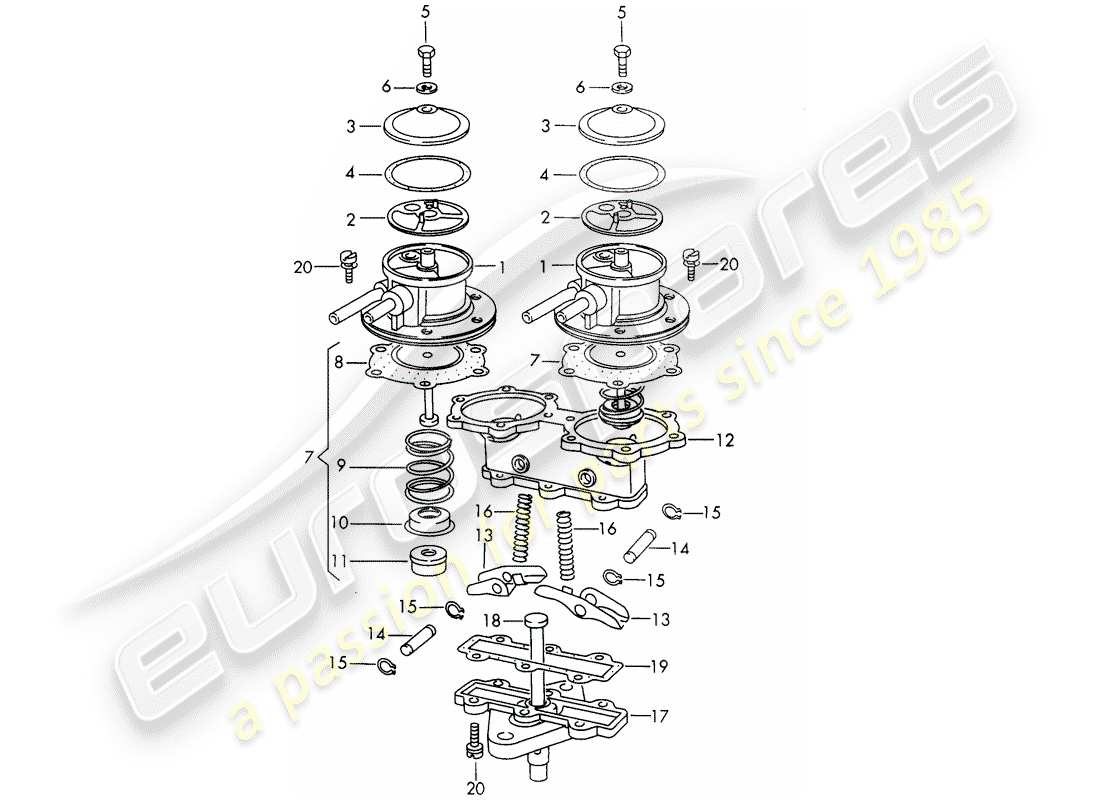 porsche 1966 (911/912) parti singole - per - pompa carburante - doppio lato - meccanica - d >> - mj 1968 schema delle parti