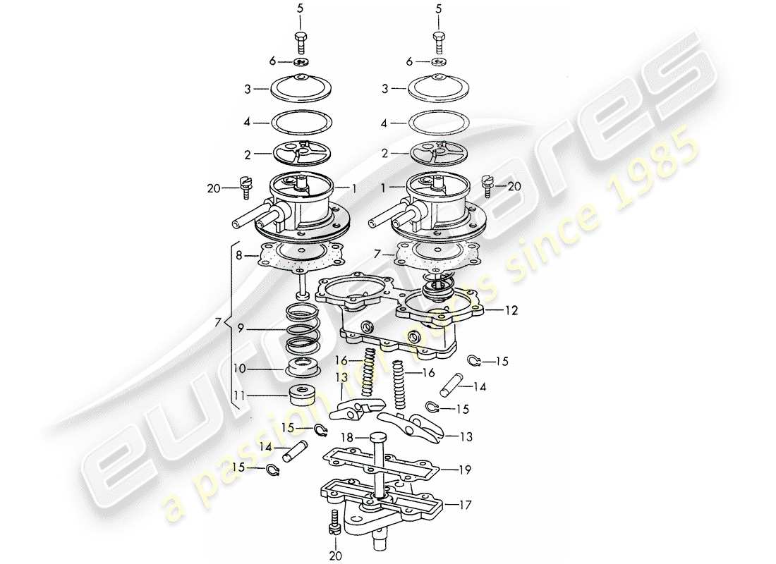porsche 911/912 (1966) parti singole - per - pompa carburante - doppio lato - meccanica - d >> - mj 1968 schema delle parti