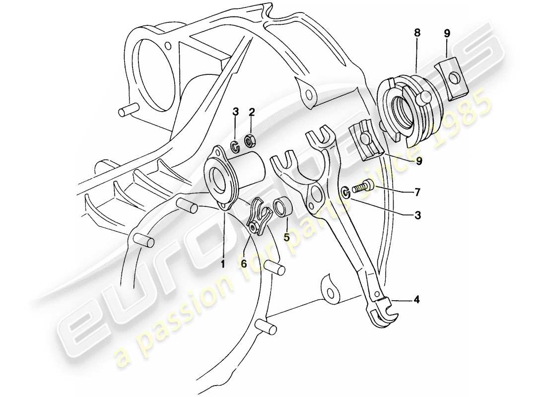 porsche 1976 (914) rilascio della frizione diagramma delle parti