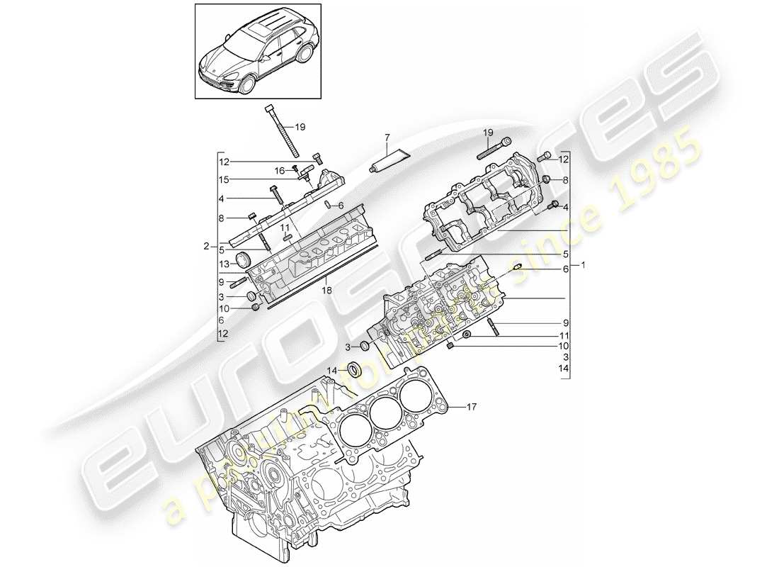 porsche 2013 (cayenne e2 92a) schema delle parti della testa cilindro