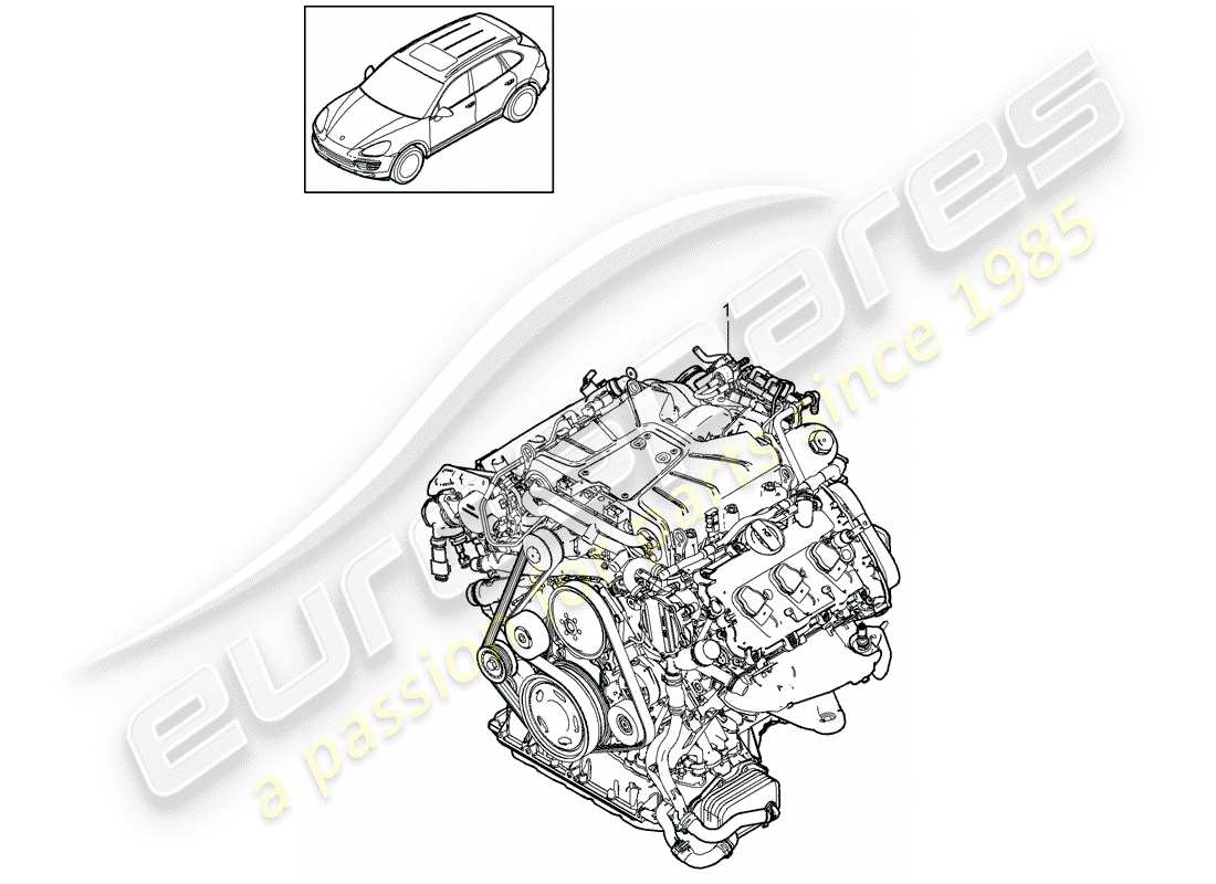 porsche 2013 (cayenne e2 92a) motore di sostituzione schema delle parti