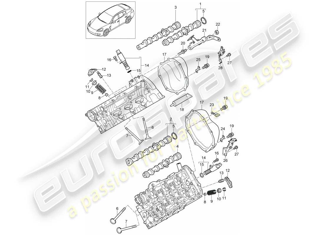 porsche 2012 (panamera 970) albero a camme, valvole diagramma delle parti