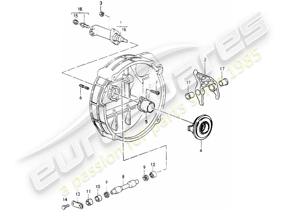 porsche 1991 (964) rilascio della frizione diagramma delle parti
