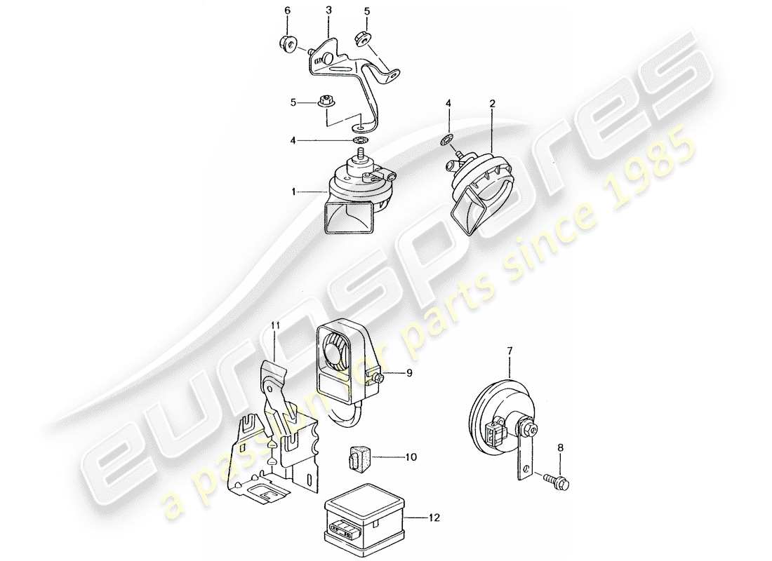 porsche 2003 (996 turbo / gt2) clacson - clacson - sistema d'allarme schema delle parti