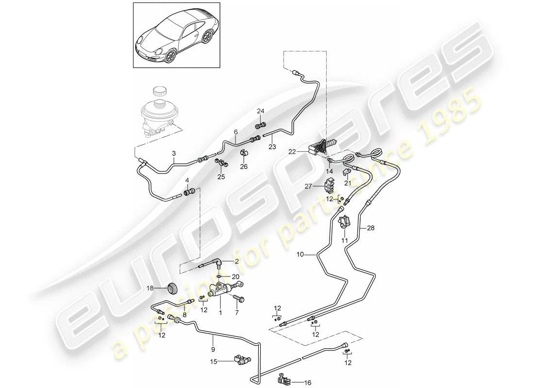 porsche 2011 (997-2) frizione idraulica diagramma delle parti