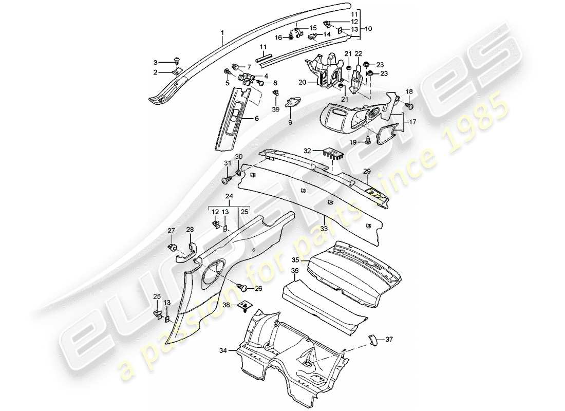 porsche 2007 (997-1) finiture diagramma delle parti