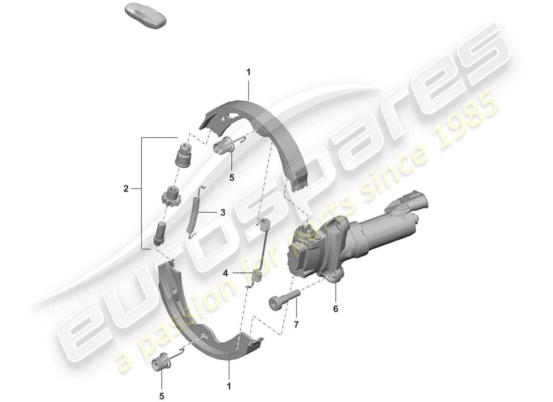 porsche 2019 (992-1) schema delle parti del freno di stazionamento