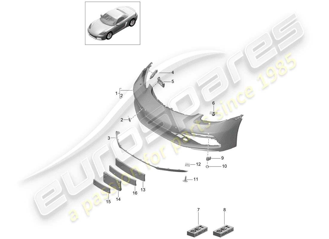 porsche 2020 (718 boxster) paraurti diagramma delle parti