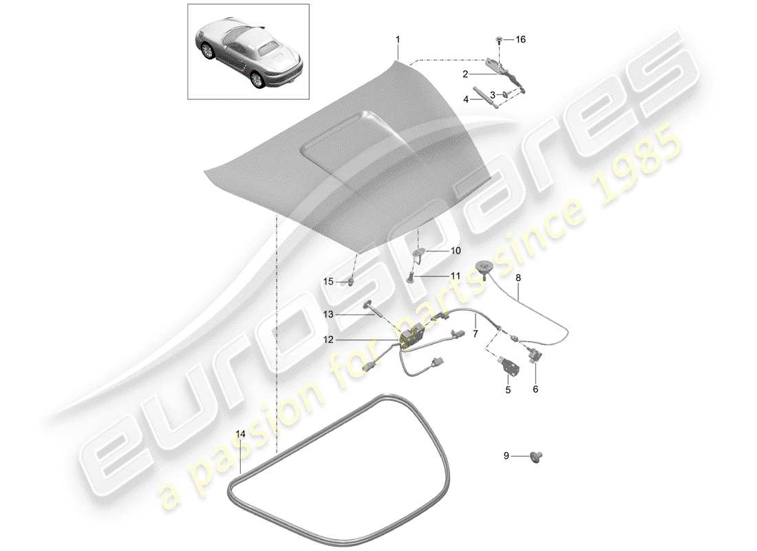 porsche 2017 (718 boxster) copertina diagramma delle parti