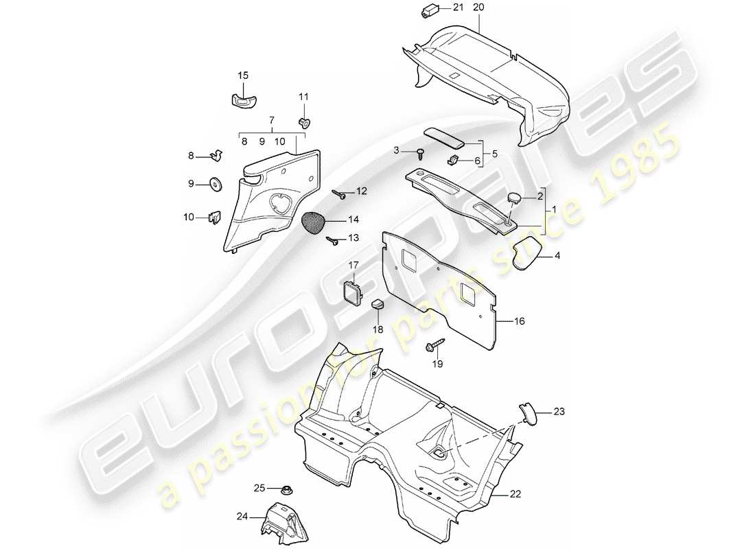 porsche 2007 (997-1) finiture diagramma delle parti
