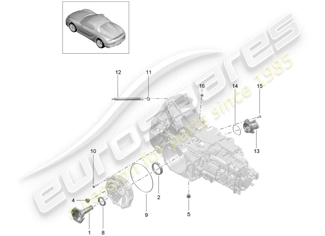 porsche 2016 (981 boxster spyder) schema delle parti del cambio manuale